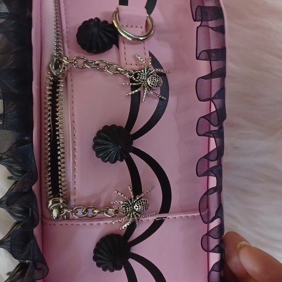 DOLLSKILL WIDOW FROSTED FARWELLS COFFIN BACKPACK REMOVEABLE STRAPS SPIDER CHARMS - Picture 7 of 12